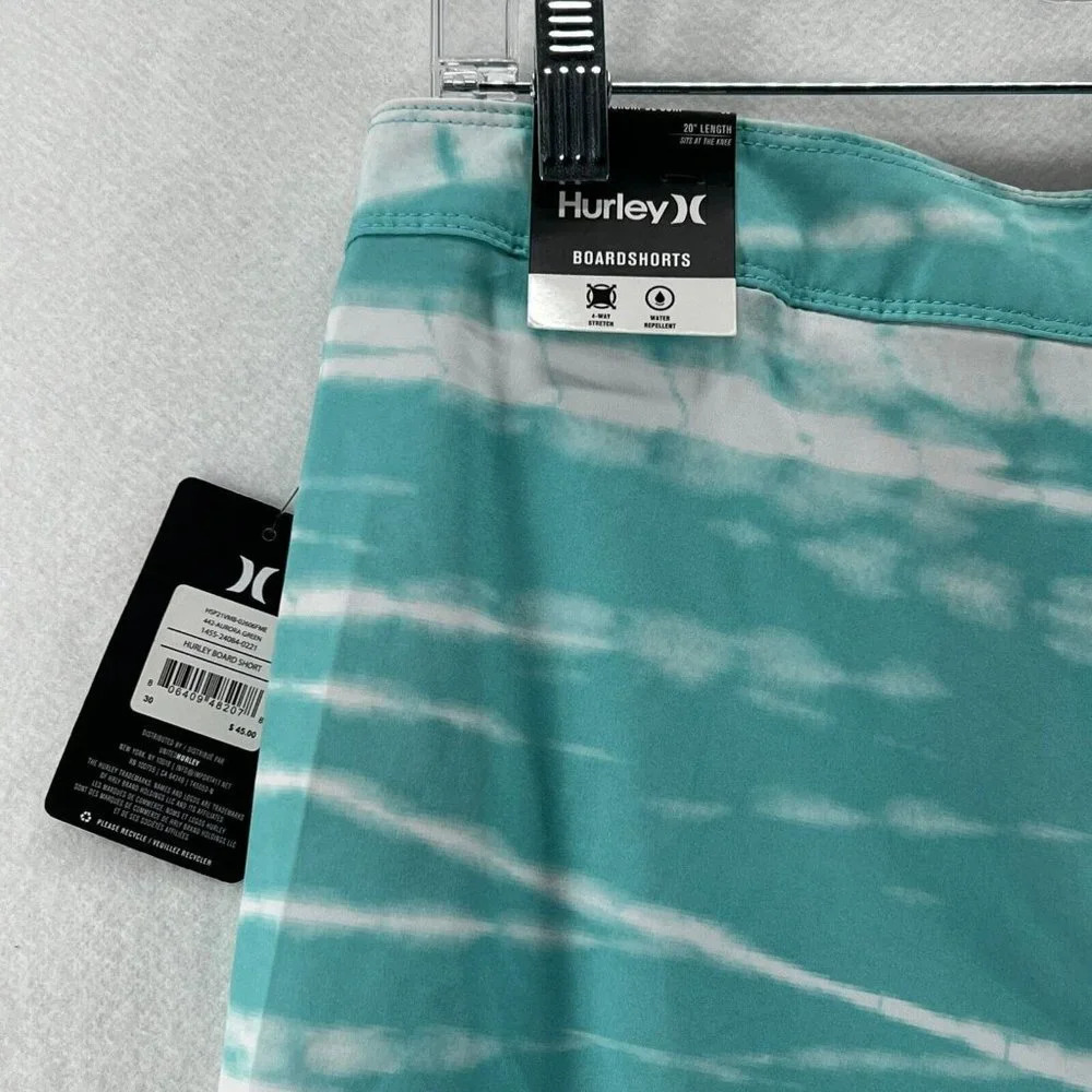 Hurley Boardshorts Mens Sz 30 Printed Drawstring Stretch Swim Surf Aurora Green - Picture 5 of 8